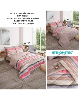 ETE HOMETEX ÇİFT KİŞİLİK WELSOFT UYKU SETİ TASEL BEJ 8696474231988